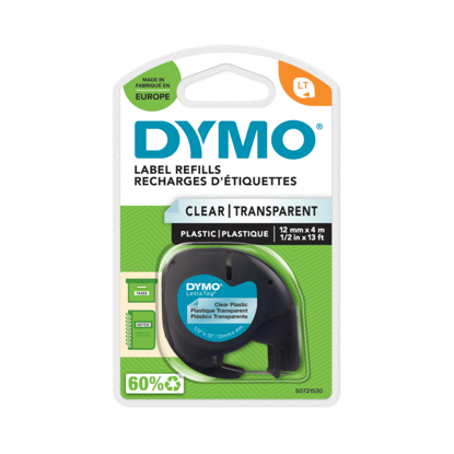 Dymo 45013 (S0721530) LT črna na prozorno 12mm x 4m neskončna etiketa