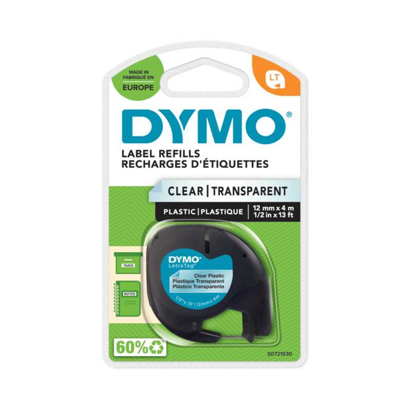 Slika - Dymo 45013 (S0721530) LT črna na prozorno 12mm x 4m neskončna etiketa