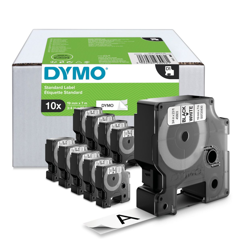 Slika - Dymo 2093098 D1 19mm x 7m črna na belo 10-pack etiket