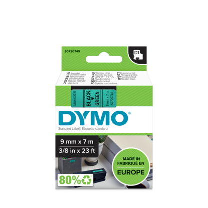 Dymo 40919 (S0720740) D1 Polyester črna na zeleno etikete