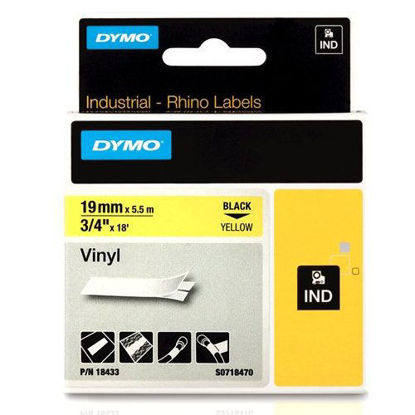 Dymo 18433 (S0718470) RHINO vinil profi D1 19mm x 5,5m črno na rumeno