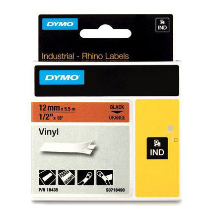 Dymo 18435 (S0718490) RHINO vinil profi D1 12mm x 5.5m črna na oranžno