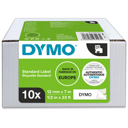 Dymo 2093097 D1 črna na belo 12mm x 7m 10-pack (S0720530), standardna etiketa