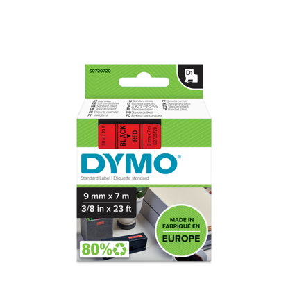 Dymo 40917 (S0720720) D1 črno na rdečo 9mm x 7m, etiketa