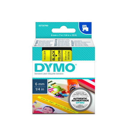 Dymo 43618 (S0720790) D1 črna na rumeno 6mm x 7m, etiketa