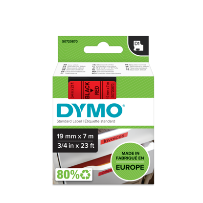 Dymo 45807 (S0720870) D1 črno na rdečo 19mm x 7m, etiketa