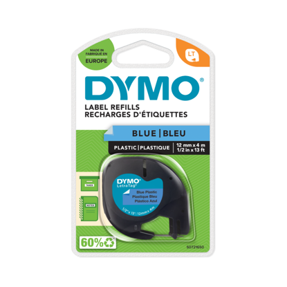 Dymo S0721650 LetraTag 12mm x 4m črna na modro, plastični trak