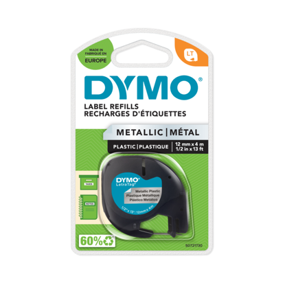 Dymo S0721730 LetraTag black črna na srebrno 12mm x 4m, kovinski trak