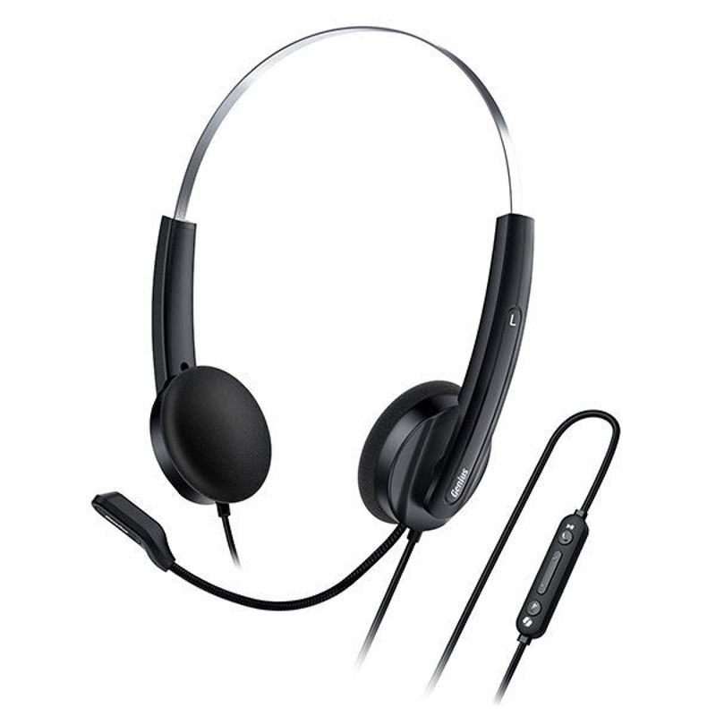 Slika - Genius HS-220U (31710032401) Copilot AI USB C črne, lahke slušalke z mikrofonom za online komunikacijo