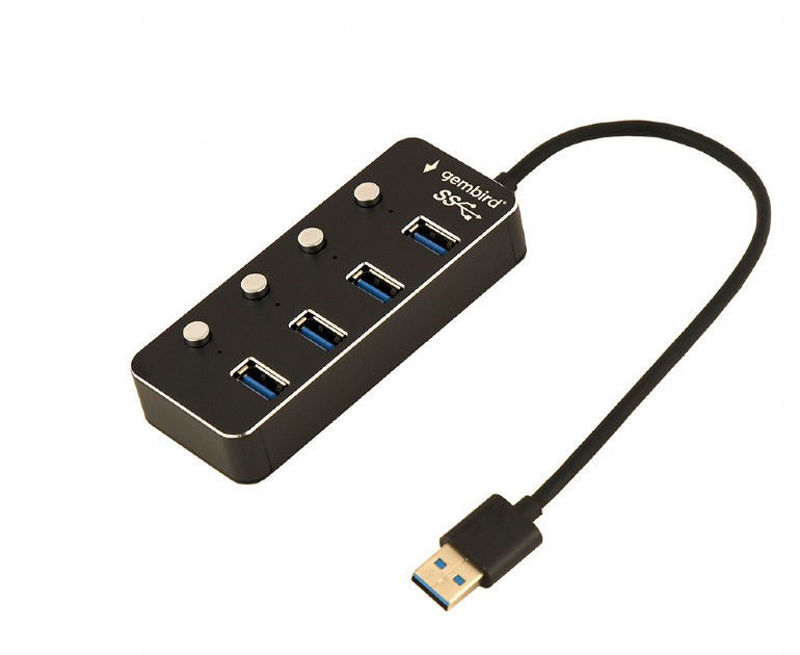 Slika - Gembird UHB-U3P4P-01 4-portni USB 3.1 Gen1 HUB s stikali LED