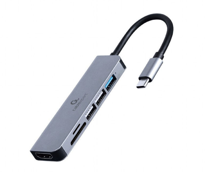 Slika - Gembird A-CM-COMBO6-02 USB Type-C 6-v-1 večportni adapter (HUB + HDMI + bralnik kartic)