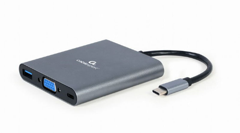 Slika - Gembird A-CM-COMBO6-01 USB Type-C 6-v-1 večportni adapter (Hub3.1 + HDMI + VGA + PD + card reader + stereo audio)