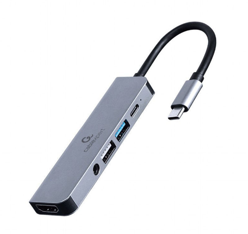 Slika - Gembird A-CM-COMBO5-02 USB Type-C 5-v-1 večportni adapter Hub 3.1  + HDMI + PD + stereo audio