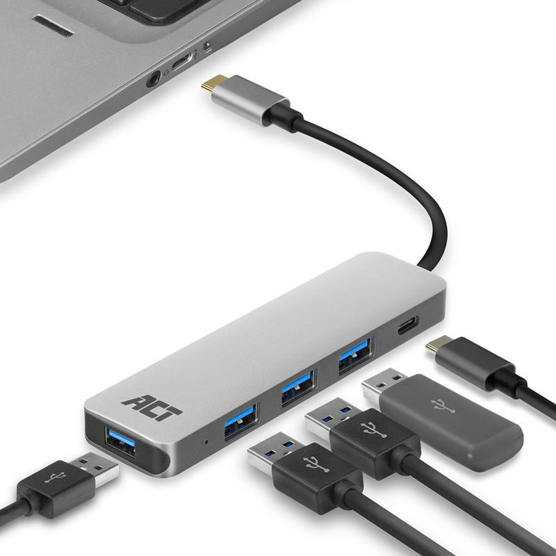 Slika - ACT AC7053 USB-C Hub 4 portni USB A 1 port USB C 3.2 PD 60W
