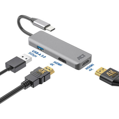 ACT AC7013 USB-C 4K priklop dveh HDMI monitorjev 4K adapter
