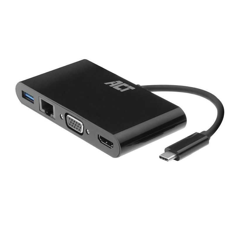 Slika - ACT AC7330 USB-C 4K Multiport Adapter (USB / HDMI / VGA / RJ45)