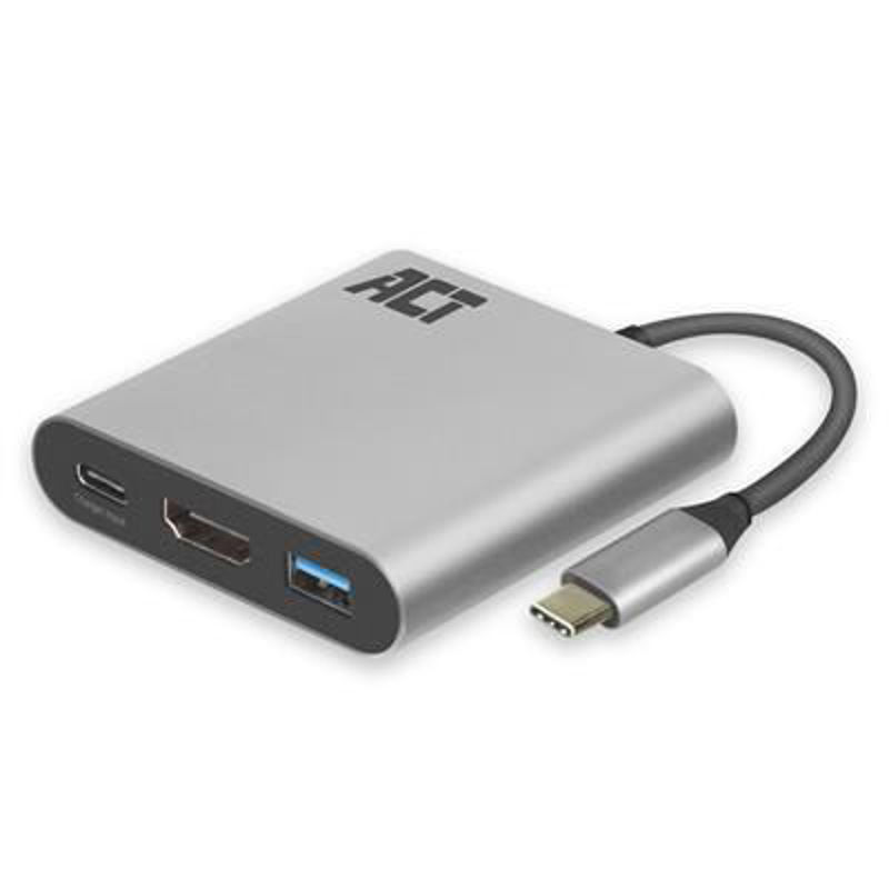 Slika - ACT AC7022 USB-C na HDMI 4K Adapter s PD napajanjem in USB-A vhodom