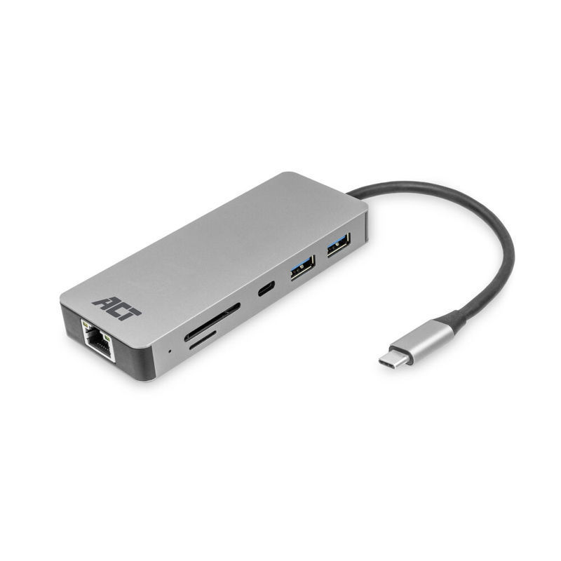 Slika - ACT AC7092 USB-C 4K docking station USB-C, 2xUSB-A, 2xUSB-C, 1xHDMI, RJ45, čitalnik kartic