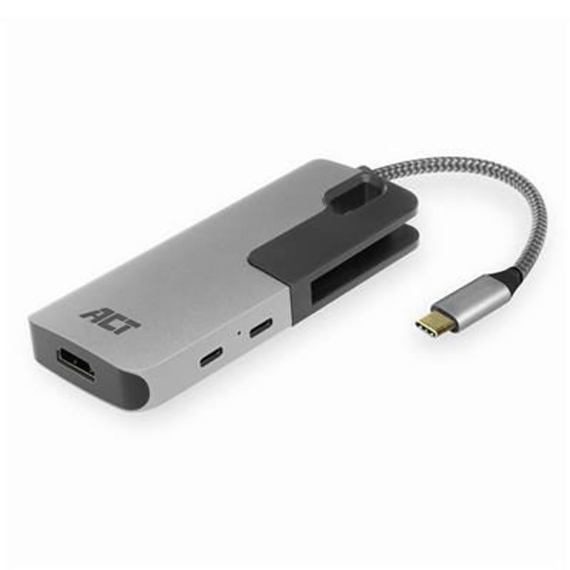 Slika - ACT AC7021 USB-C to HDMI 4K adapter Hub USB-C, 2xUSB-A, 2xUSB-C, 1xHDMI, čitalnik kartic