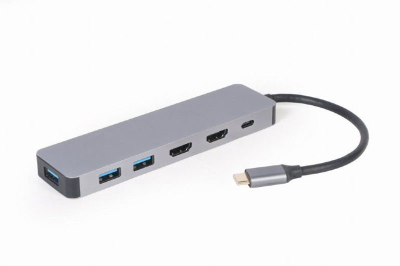 Slika - Gembird A-CM-COMBO3-03 USB Type-C 3-v-1 večportni adapter 3x USB-A, 1x USB-C, 2x HDMI