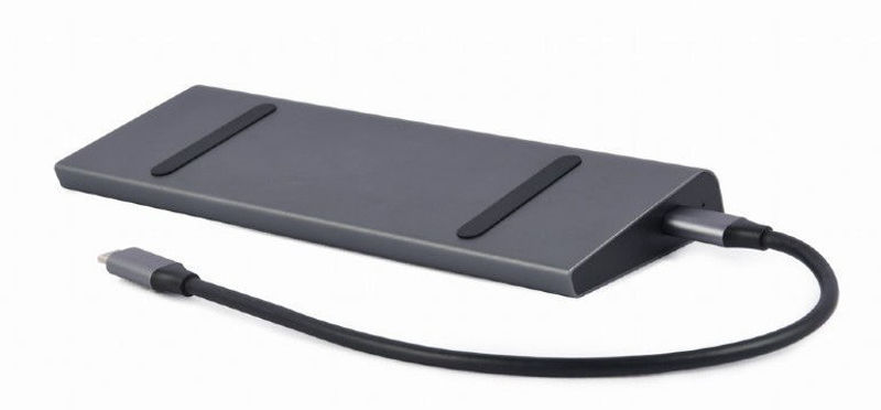 Slika - Gembird A-CM-COMBO9-02 priklopna postaja USB tipa C 9 v 1 (Hub3.2 + HDMI + DisplayPort + VGA + PD + LAN + stereo zvok)
