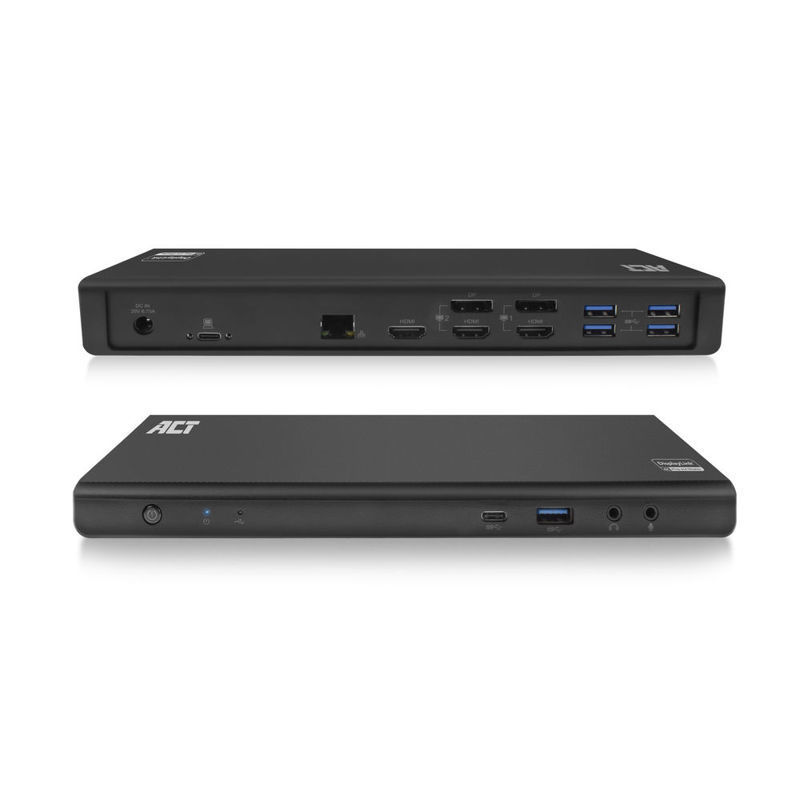 Slika - ACT AC7048 univerzalna priklopna postaja USB-C za 4K, 2 ali 3 monitorje HDMI/DisplayPort, DisplayLink