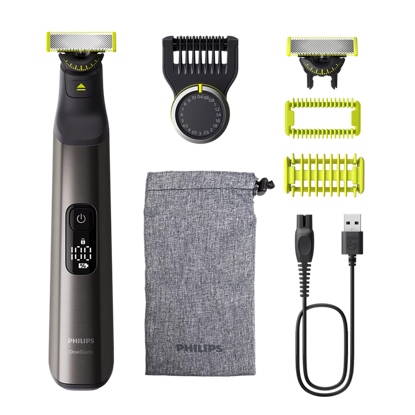Philips OneBlade Pro 360 QP6552/30 – hibridni trimer za obraz in telo, 20 stopenj, vodoodporen, 120 min delovanja