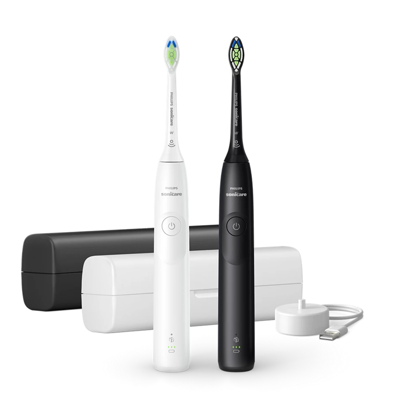 Slika - Philips Sonicare 5300 HX7109/01 – set 2 soničnih zobnih ščetk (črna & bela), senzor pritiska, etuiji