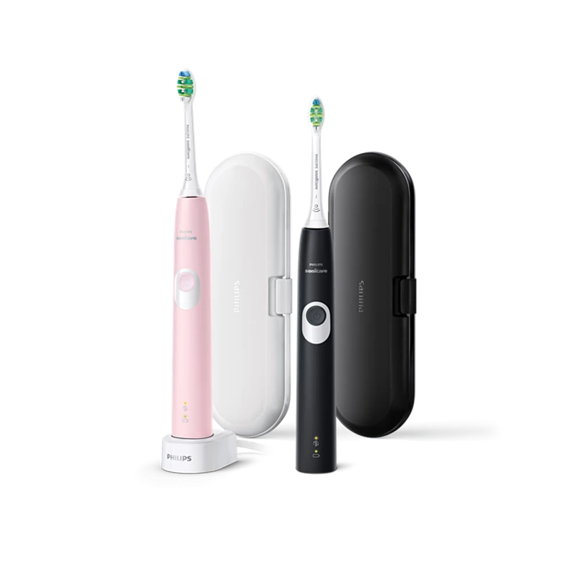 Slika - Philips Sonicare ProtectiveClean 4300 HX6800/35 –  2 električni sonični zobni ščetki (set ročaja + etui)roza/črna