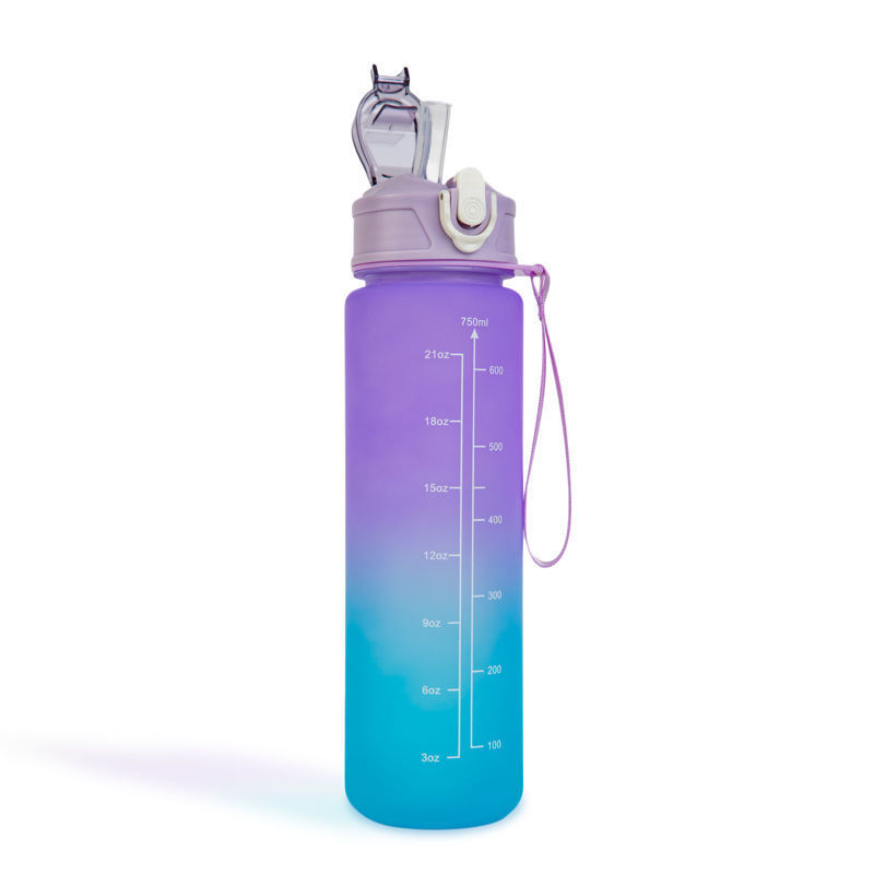 Slika - Family športna plastenka za vodo -750ml - BPA FREE - vijolčno/modra z vgrajeno slamico