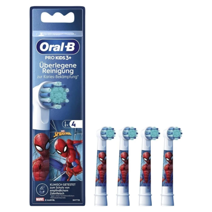 Oral-B Pro Kids Spiderman 3+ glave za zobno ščetko za otroke, komplet 4 kosov