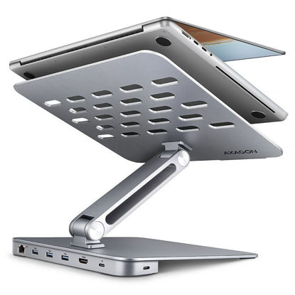 AXAGON HMC-STND USB-C 5Gbps aluminijasto stojalo za prenosnik in HUB 7v1