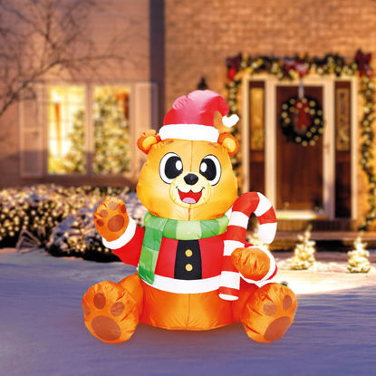 Napihljiv božični medvedek 150 cm, 6 belih LED osvetlitev, IP44 - 240 V