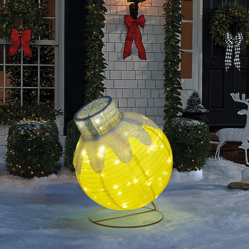 Slika - Zlata LED krogla elegantna božična svetlobna dekoracija za dom ali vrt  60 LED, 60 × 83 cm