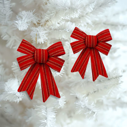 Božična okrasna pentlja - bleščeča, rdeča  2 kosa 13 x 17 cm