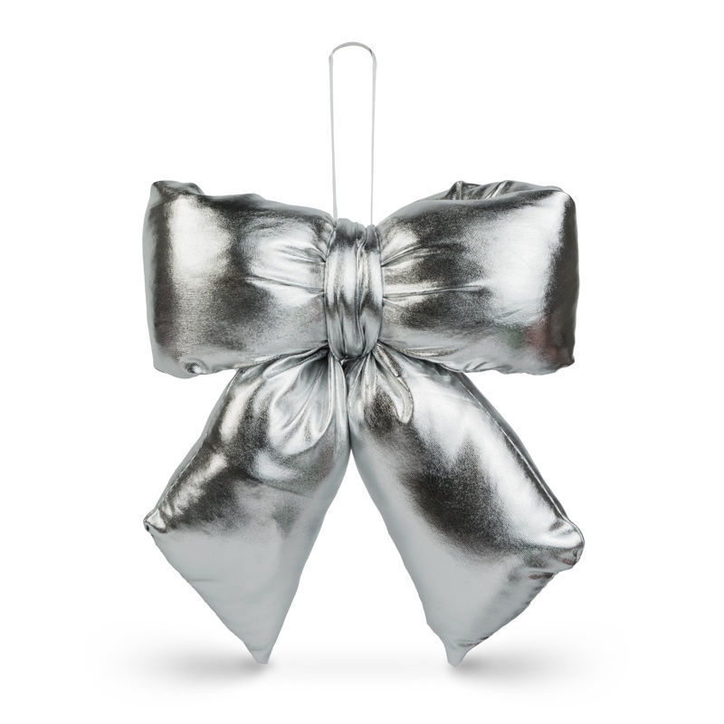 Slika - Božična okrasna pentlja - bleščeča, srebrna 21x19 cm