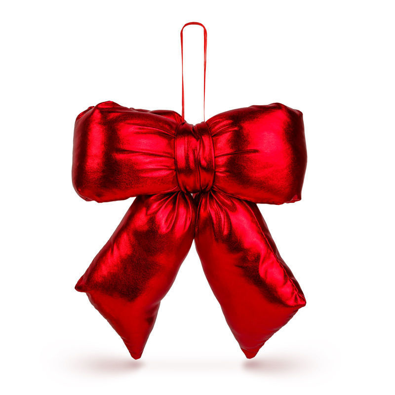 Slika - Božična okrasna pentlja - bleščeča, rdeča 21x19 cm