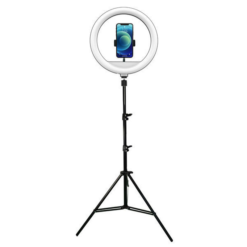 Slika - Powerton LIFE RING LIGHT, obročasta luč 13", nastavitev temperature in svetilnosti, držalo za telefon in stojalo