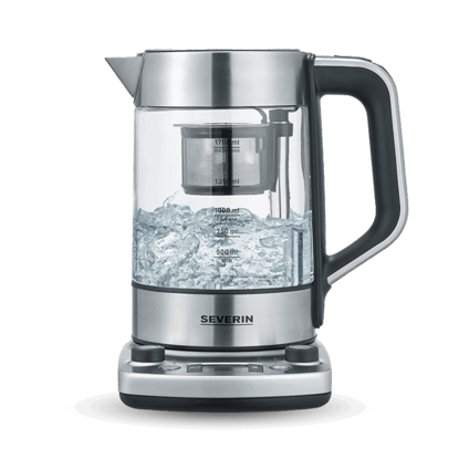 Severin WK 3422 premium čajnik z avtomatskim dvigom sita, 1,7 L 3000 W,  5 programov, timer in keep warm funkcija