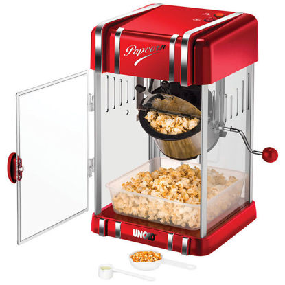 Unold Retro aparat za pokovko, kino popcorn doma 300 W rdeč, inox posoda 48535