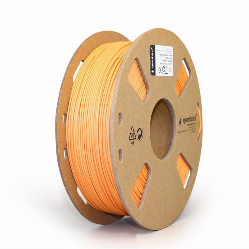 Slika - Gembird PLA 3D filament mat  oranžen, 1,75 mm, 1 kg (3DP-PLA-01-MTO)