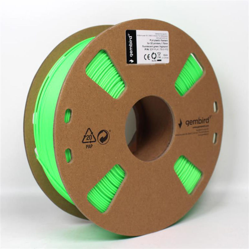 Slika - Gembird PLA 3D filament fluorescentno zelen, 1,75 mm, 1 kg (3DP-PLA1.75-01-FG)