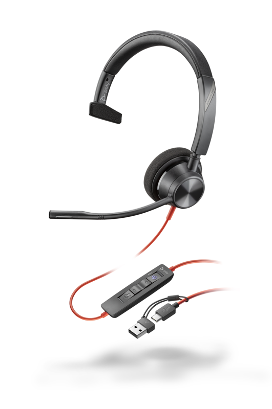 Slika - Poly Blackwire 3310-M USB-C/A poslovni headset z mikrofonom, Teams, črn 8X216AA