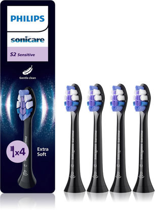 Philips Sonicare S2 Sensitive HX6054/88 nadomestne glave za zobno ščetko, 4 kos, črne