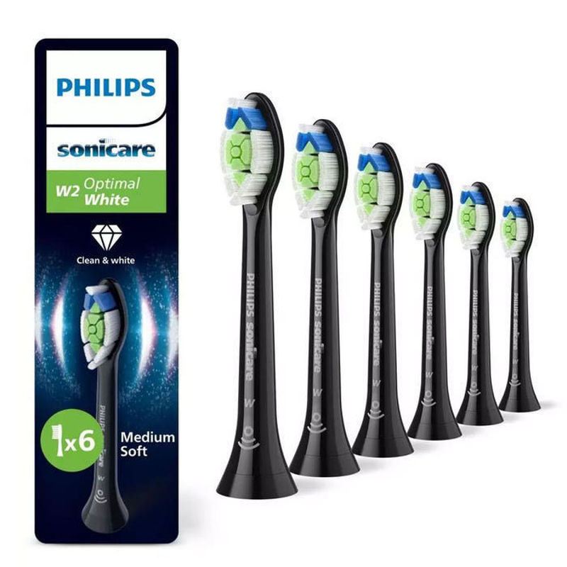 Slika - Philips Sonicare W2 Optimal White HX6066/88 nastavki za sonično zobno ščetko, črni, 6/1
