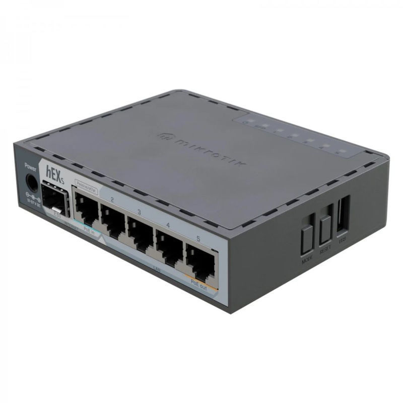 Slika - Mikrotik hEX S 2025 5 Port Switch 5x LAN vrata, LAN 10/100/1000 Mbps, 5x Gigabit LAN, SFP vrata 1, kovinsko ohišje, moč 23 W E60IUGS