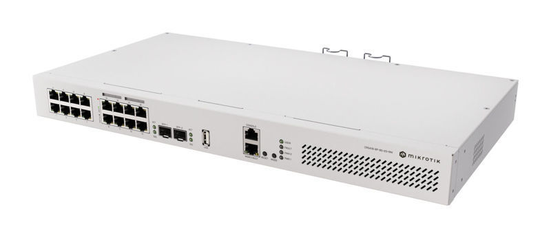 Slika - Mikrotik CRS418-8P-8G-2S+RM Switch 8xLAN vrata, LAN 10/100/1000 Mbps, 8xGigabit LAN, SFP vrata 2, kovinsko ohišje, moč 150 W