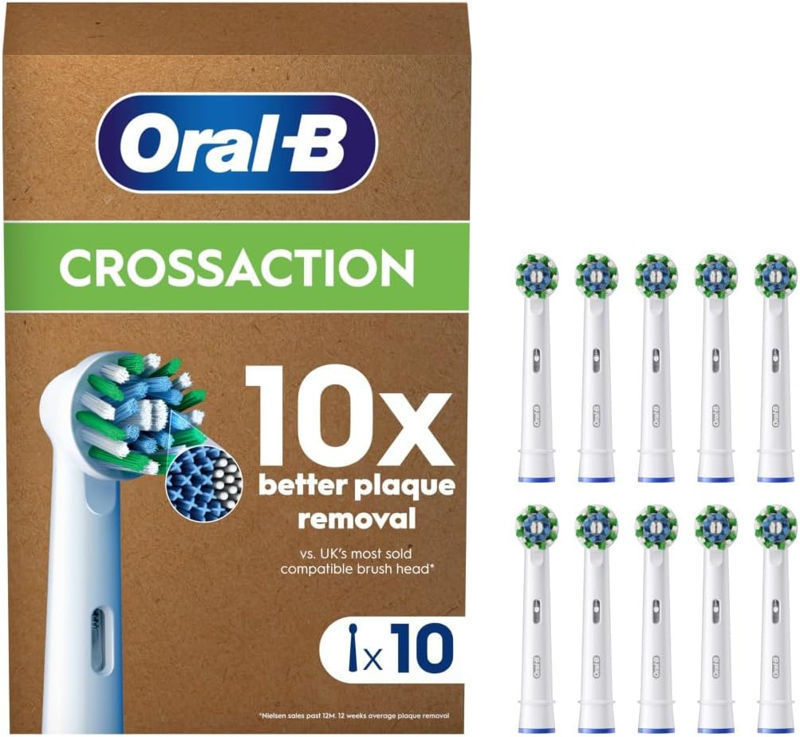 Slika - Oral-B Pro Cross Action za električno zobno ščetko, paket 10 kosov bele, glave Megapack