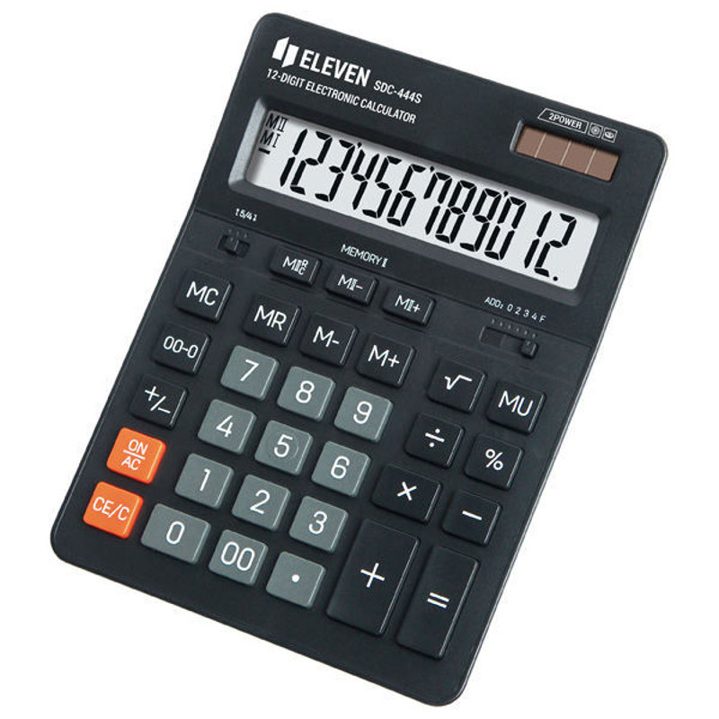 Slika - Eleven namizni kalkulator SDC-444S (SDC444S), 12-mestni zaslon, dvojno napajanje, črn