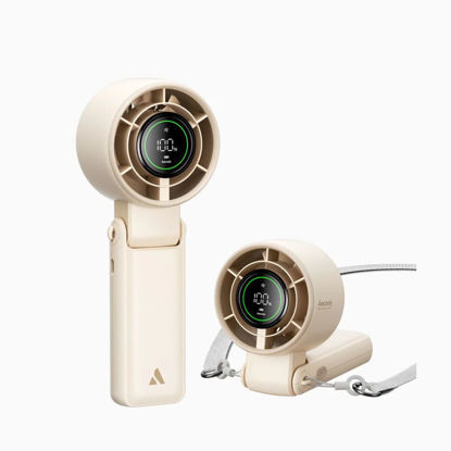 Aecooly Halo 02 prenosni ročni ventilator 3-v-1 z LED-zaslonom in 5000 mAh baterijo, bež (PB02-BEIGE)